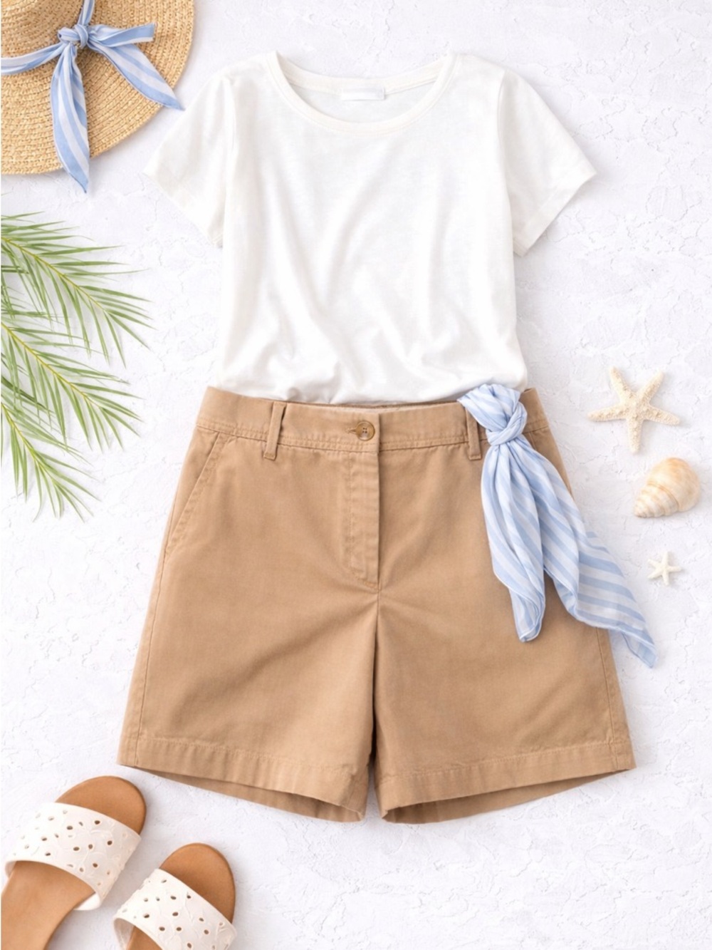 Talbots Relaxed Chino Shorts 7” Khaki Size 10 Classic Summer